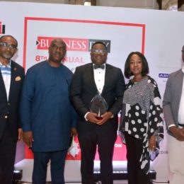 L-R: Oze K. Oze, Head, Internal Communications & Content Management, FirstBank; Chuma Ezirim, Group Executive, E-Business & Retail Products, FirstBank; Bayo Olanrewaju, Head, Digital Banking, FirstBank; Helen Willie, Transaction Banking Manager, FirstBank and Adewale Salami, Chief Technology Officer, FirstBank during the presentation of the two awards won by FirstBank; Best Mobile App and CSR Bank of the Year Awards at the 8th BusinessDay Banking & Other Financial Institutions Awards (BAFI) which took place at the Lagos Continental Hotel.